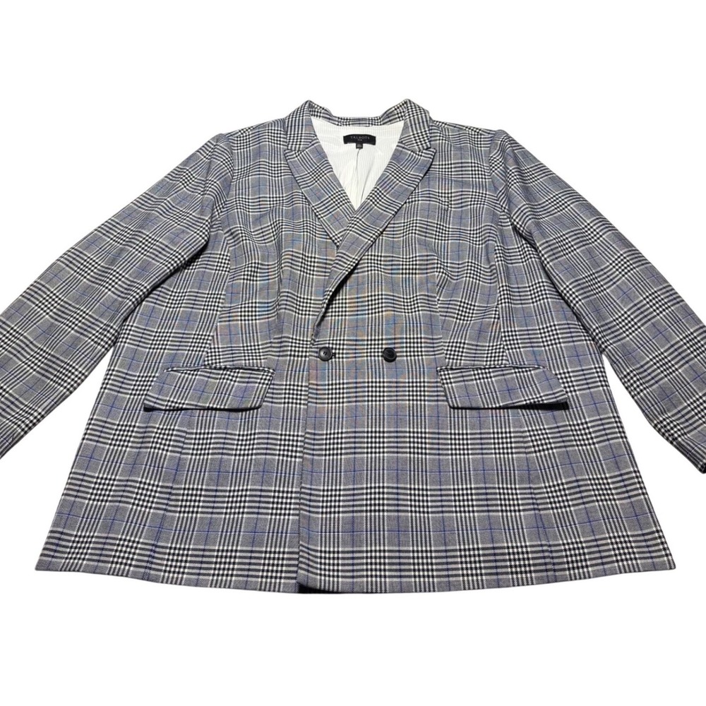 Talbots Plus Women 24W Glen Plaid Blazer Double Breasted Tailored Office